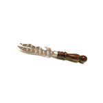 A knife-fork for removing kebabs