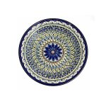 Lyagan — Uzbek decorative dish, 28 cm, blue mehrob